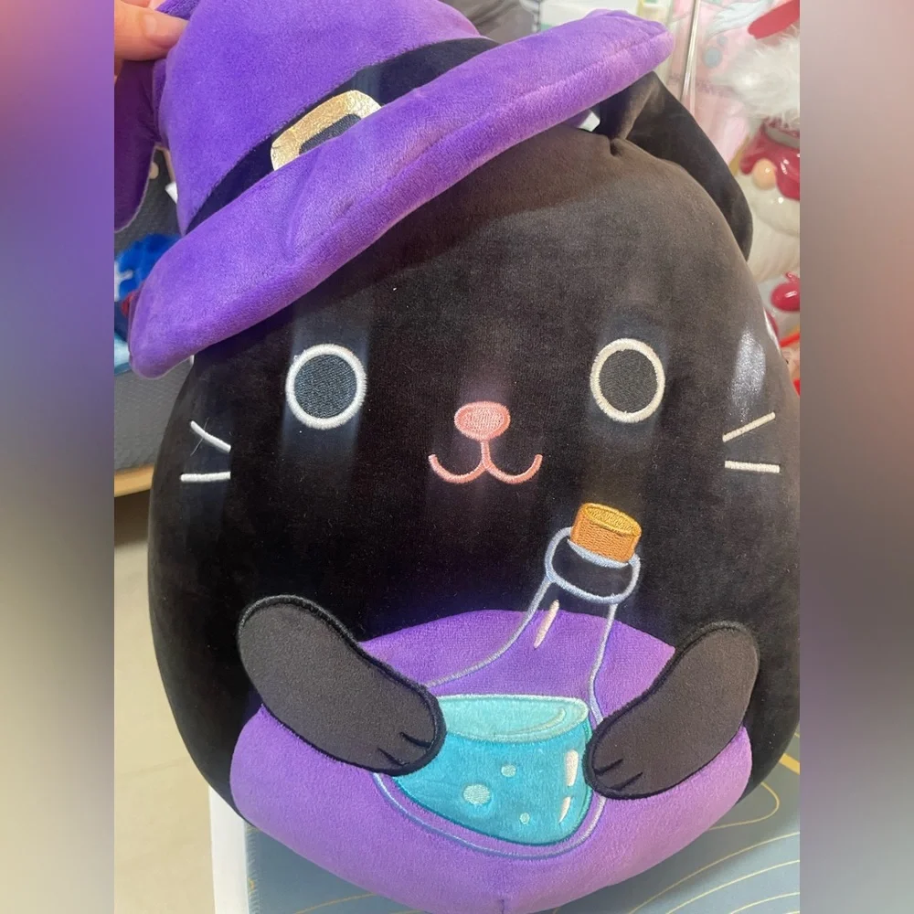 Squishmallows 12 inch Autumn the Witch Cat Halloween Potion Bottle Purple Hat